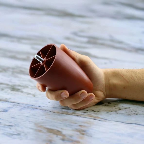 Oval Plastik Ayak 12 cm Mobilya Yükseltici Sehpa Kanepe Ünite Koltuk Ayağı Baza Ayakları Kahverengi - 8