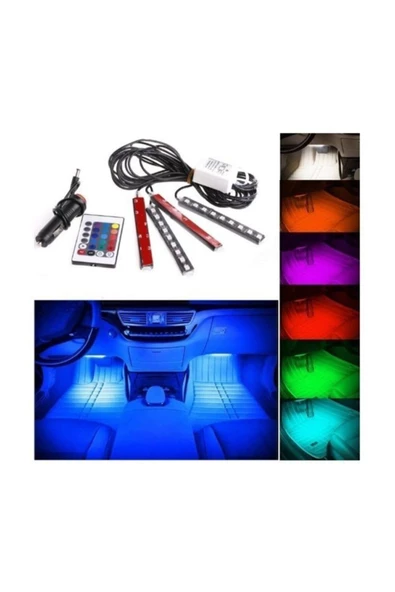 3M Araç Içi Ayak Altı Kumandalı Led Sese Duyarlı 4x12 Fonksiyonlu Ayak Altı Aydınlatma Ayak Altı Led - 3