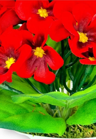 Nettenevime Yapay Çiçek Kadife Menekşe Gerçekçi Doku KIRMIZI - Resim 2