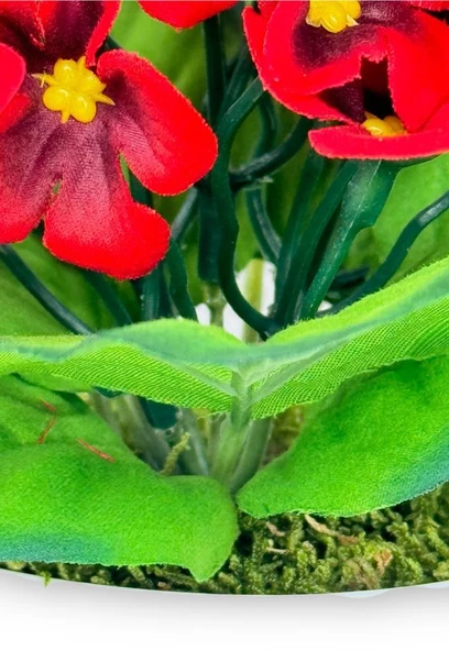 Nettenevime Yapay Çiçek Kadife Menekşe Gerçekçi Doku KIRMIZI - Resim 3