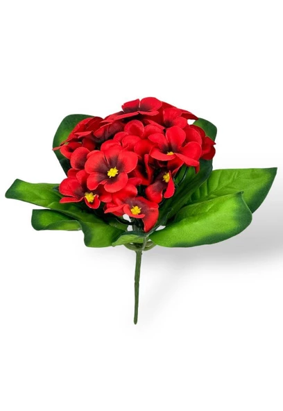 Nettenevime Yapay Çiçek Kadife Menekşe Gerçekçi Doku KIRMIZI - Resim 4