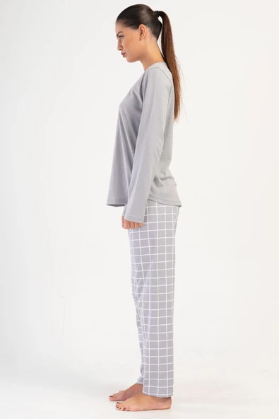 Shopidik  Süprem 0 Yaka Uzun Kol Pijama Takımı - 3