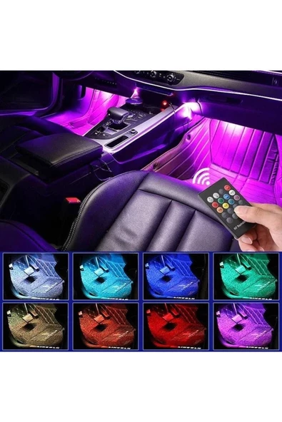 KARA AUTO Peugeot 206 12v Çakmaklık Girişli 4'lü Rgb Kumandalı Sese Duyarlı Ayak Altı Led