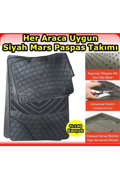 Tiger Marketing Mazda Rx-7 Uyumlu Mars Kauçuk Siyah Paspas Seti