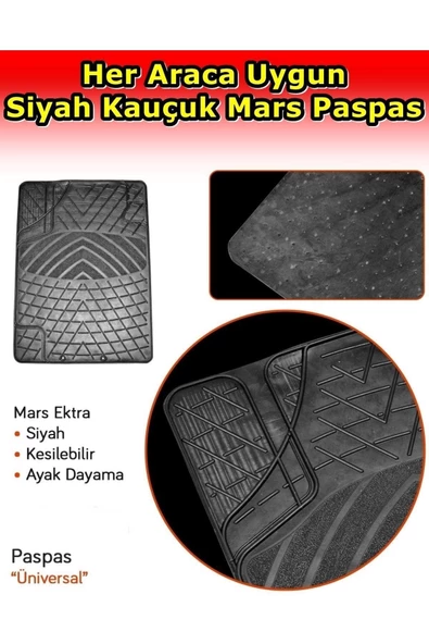 Tiger Marketing Saab 900 Uyumlu Mars Kauçuk Siyah Paspas Seti - Resim 2