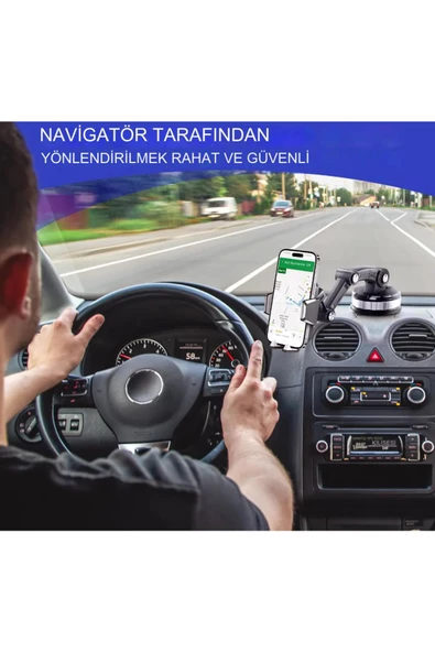 Tiger Marketing Büyük Vantuzlu 360 Derce Merkezi Ayarlanabilir Araç İçi Telefon Tutucu - 2