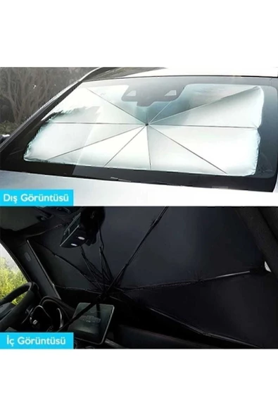 Universal Tüm Araçlar İçin Araba Ön Cam Güneşlik Katlanabilir Güneşlik Şemsiye Ön Cam Gölgelik ESNEK - 3