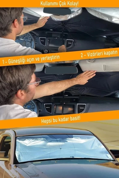 Universal Peugeot 3008 Araba Ön Cam Güneşlik Katlanabilir Güneşlik Şemsiye Ön Cam Gölgelik - 4