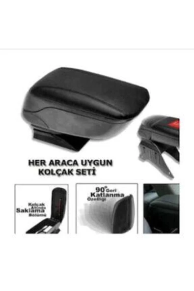 Universal Tüm Araçlarla Uyumlu Oto Kol Dayama Bardaklı Kolçak Siyah Sürgülü - 3