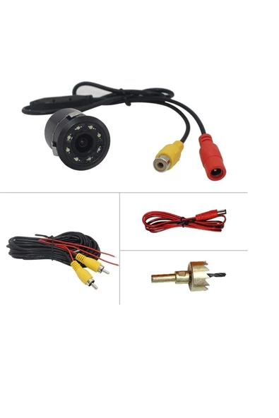 All Avcill Araba Geri Görüş Kamerası 8 Adet Kızılötesi Ledli Gece Görüşlü Mesafe Çizgili Uyumlu Park Kamera - 6