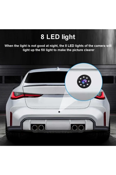 All Avcill Araba Geri Görüş Kamerası 8 Adet Kızılötesi Ledli Gece Görüşlü Mesafe Çizgili Uyumlu Park Kamera - 4