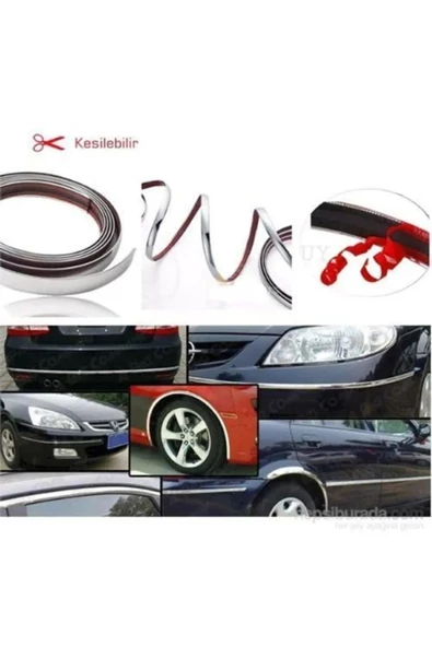 Tiger Marketing 18 Mm 3d Dekoratif Krom Nikelaj Şerit Çıta Panjur Kalın Şerit 2 Metre - 2