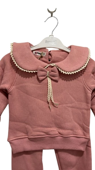 uğurböceğiçocuk Bebe Yaka Fiyonlu 2'li Kız Çocuk Takım 3189 - 2