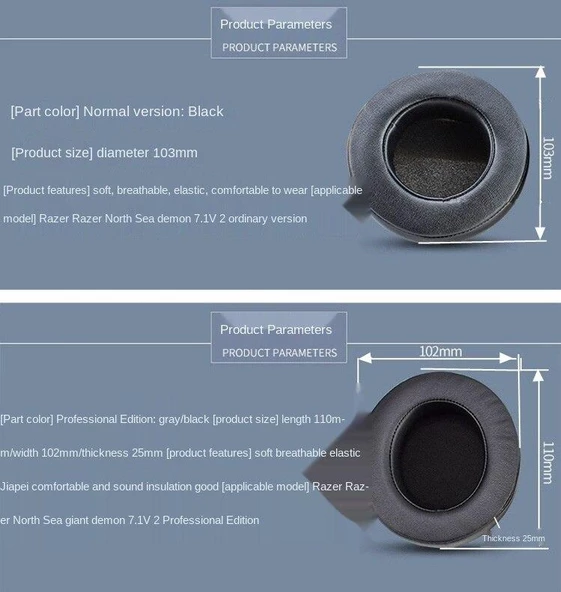 Razer Kraken 7.1 Chroma V2 Uyumlu Cool Gel Kulaklık Süngeri Padi Kulaklık Pedi - 5