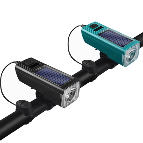 1000 Lümen 5 Modlu Su Geçirmez Solar Güneş Enerjili USB Şarjlı Bisiklet Farı - 3
