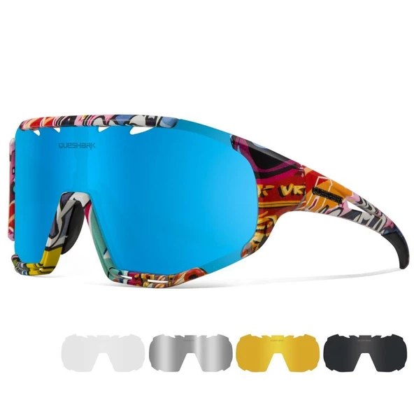 Queshark Polarize Anti-UV Outdoor 5 Lens Ultra Hafif Spor Motorsiklet Bisiklet Kayak Güneş Gözlüğü - 2