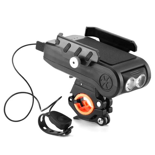 2xT6 Led Telefon Tutuculu Kornalı Powerbankli USB Şarjlı Bisiklet Farı Su Geçirmez 3 Modlu - 3