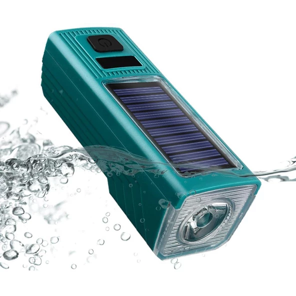 1000 Lümen 5 Modlu Su Geçirmez Solar Güneş Enerjili USB Şarjlı Bisiklet Farı - 4