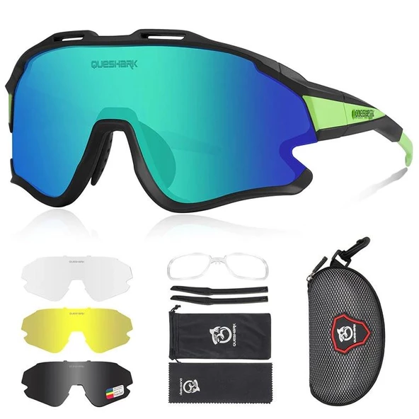 Queshark Polarize Anti-UV Outdoor 4 Lens Ultra Hafif Spor Motorsiklet Bisiklet Güneş Gözlüğü - 3