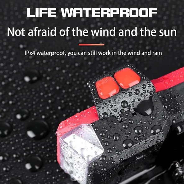 400 Lümen 4 Mod T6 Dış Mekan Gece Sürüşü Su Geçirmez Telefon Tutuculu Powerbankli Hoparlörlü Korna USB Şarj Edilebilir LED Far Ön Bisiklet Lambası - 9