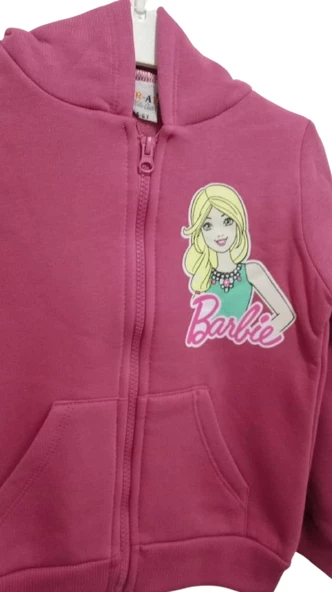 uğurböceğiçocuk 1081 Barbie Baskılı Kapşonlu Hırka - 2