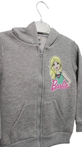 uğurböceğiçocuk 1081 Barbie Baskılı Kapşonlu Hırka - 3