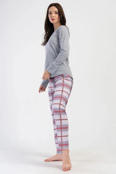 Shopidik  Süprem 0 Yaka Uzun Kol Pijama Takımı - 2