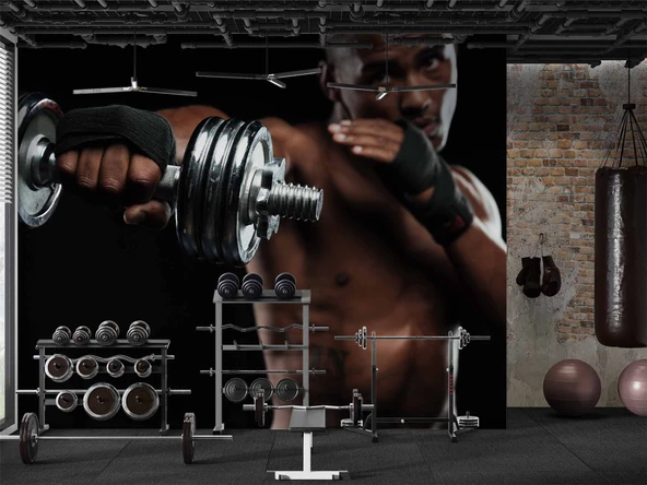Güçlü Erkek Temalı Spor Salonu Duvar Kağıdı Baskı - Resim 4