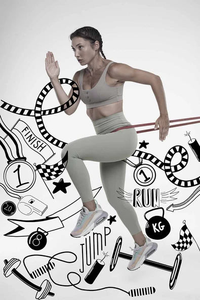 Koşan Kadın Temalı Spor Salonu Duvar Kağıdı Baskı - Resim 5