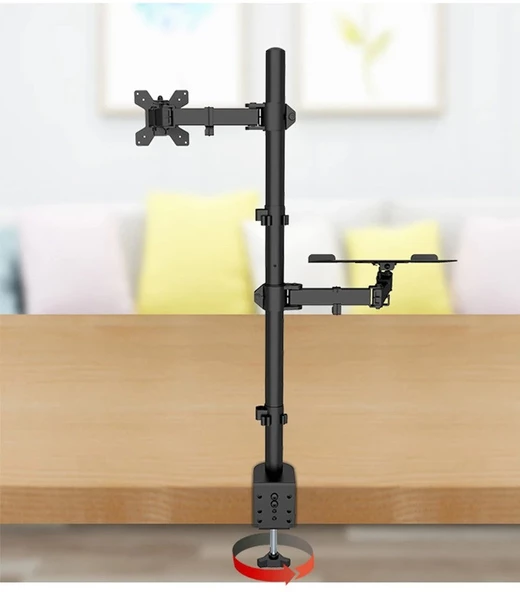 TechTic Ergonomik Çift Kol Monitör Laptop Tutucu 360° Dönen 10-32 Mönitör Tutucu 12-17 Laptop Standı - 5
