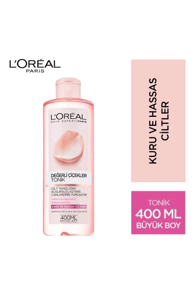 LOREAL DERMO YÜZ TEMİZLEME TONİĞİ 400ML (KURU VE HASSAS CİLT)
