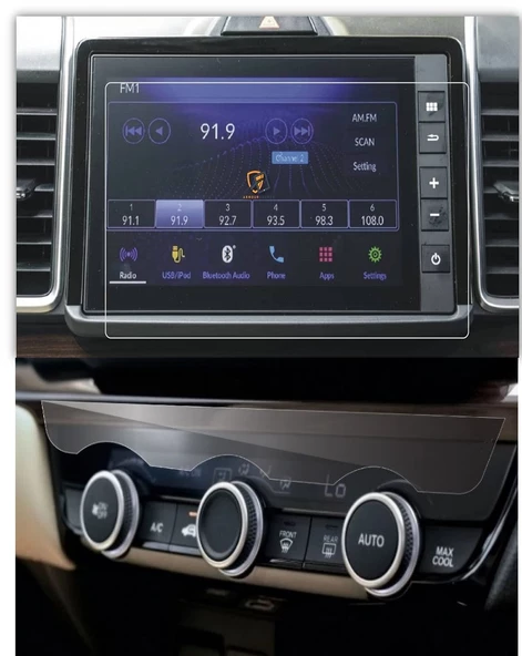 Honda City 2023 2024 Multimedya ve Klima Üstü Gösterge Uyumlu 9H Nano Ekran Koruyucu ürün görseli 1