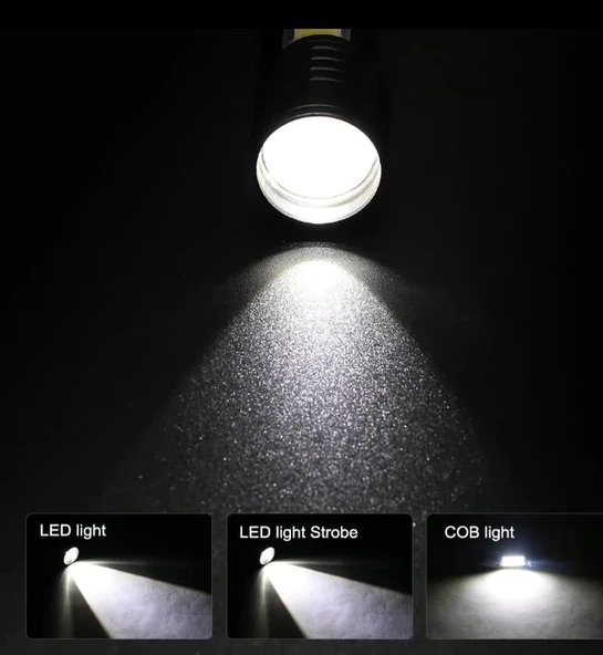 Wuben Wb-017 Zoomlu Şarjlı Cob Led Güçlü El Feneri - Resim 6