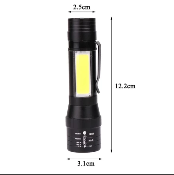 Wuben Wb-017 Zoomlu Şarjlı Cob Led Güçlü El Feneri - Resim 4