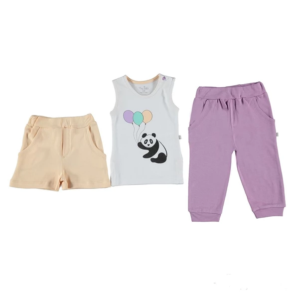 Bravo Baby 3 lü Yazlık Set (Atlet-Pantolon-Şort) 6-9 Ay