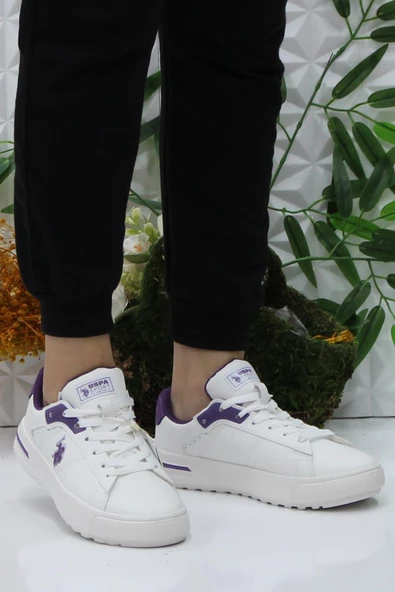 U.S. Polo Assn. Mango Wmn Kırık Beyaz Mor Orijinal Ürün Sneaker Kadın Ayakkabı - 2