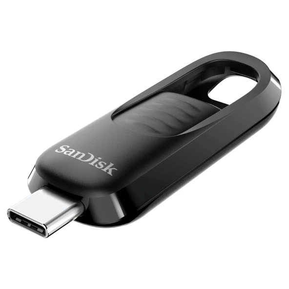 SanDisk Ultra Slider USB Sürücü 128 GB (USB Flash Sürücü, Geri Çekilebilir Bağlantı, USB 3.2 Gen 1, 400 MB/s'ye kadar) Siyah