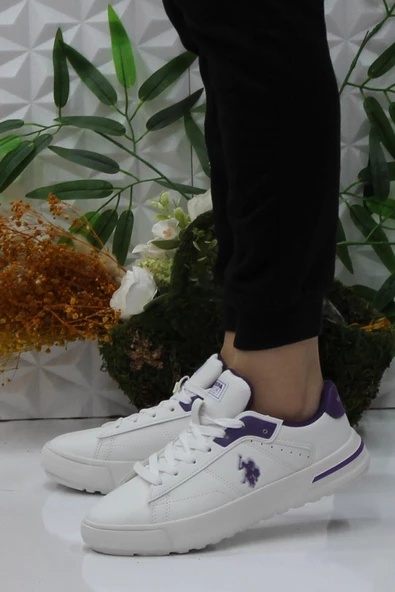 U.S. Polo Assn. Mango Wmn Kırık Beyaz Mor Orijinal Ürün Sneaker Kadın Ayakkabı - 3