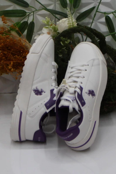 U.S. Polo Assn. Mango Wmn Kırık Beyaz Mor Orijinal Ürün Sneaker Kadın Ayakkabı - 5