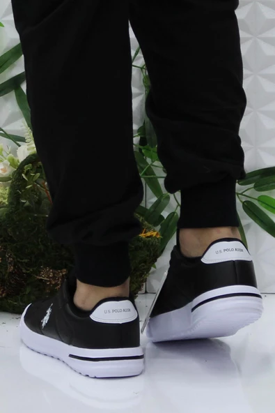 U.S. Polo Assn. Mango Siyah Beyaz Rahat Orijinal Ürün Hafif Sneaker Erkek Ayakkabı - Resim 4