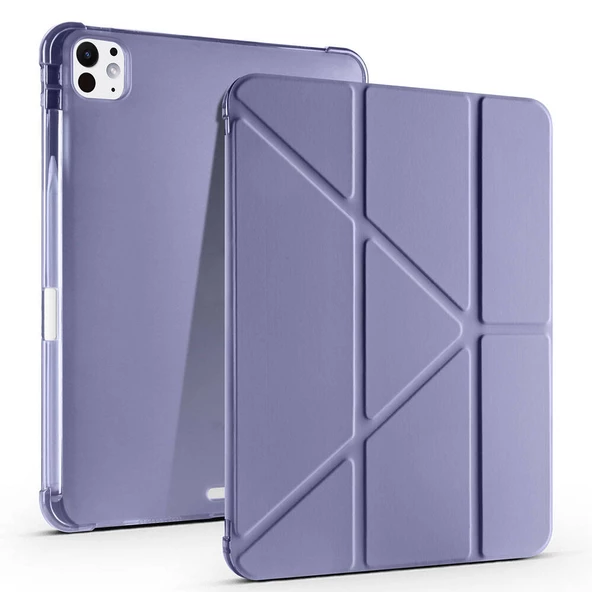 Apple iPad Pro 11 2024 Kılıf Tri Folding Kalem Bölmeli Standlı Kılıf - 8