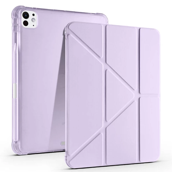 Apple iPad Pro 11 2024 Kılıf Tri Folding Kalem Bölmeli Standlı Kılıf - 10