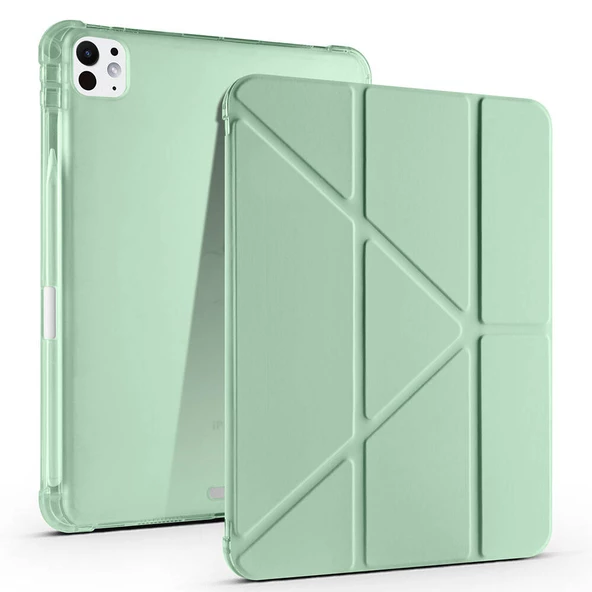 Apple iPad Pro 11 2024 Kılıf Tri Folding Kalem Bölmeli Standlı Kılıf - 12