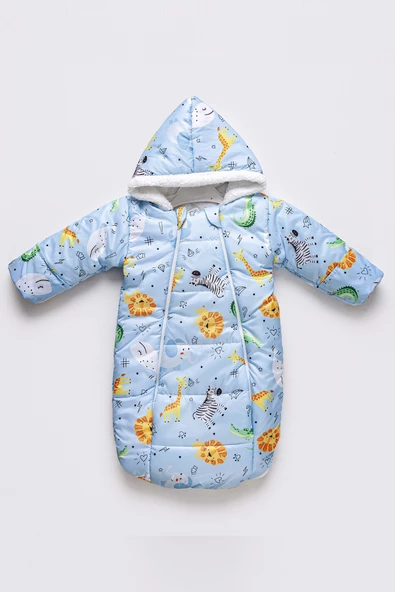 Orman Hayvanlı Figürlü Fermuarlı İçi Pelüş Kışlık Erkek Kız Bebek Kundak Astronot Tulum Kozmonot - 2