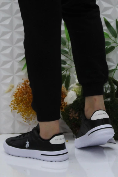 U.S. Polo Assn. Mango Wmn Siyah Beyaz Orijinal Ürün Sneaker Kadın Ayakkabı - Resim 4