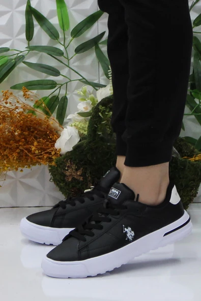U.S. Polo Assn. Mango Wmn Siyah Beyaz Orijinal Ürün Sneaker Kadın Ayakkabı - Resim 3