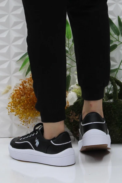 U.S. Polo Assn. Gınger Siyah Beyaz Orijinal Ürün Rahat Sneaker Kadın Ayakkabı - Resim 4