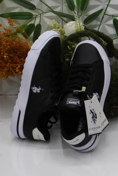 U.S. Polo Assn. Mango Wmn Siyah Beyaz Orijinal Ürün Sneaker Kadın Ayakkabı - Resim 5