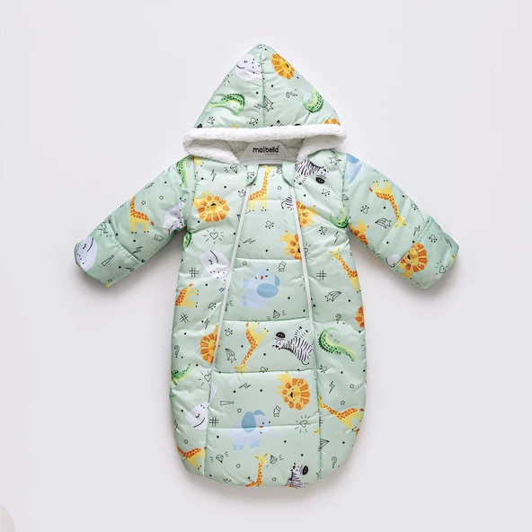 Orman Hayvanlı Figürlü Fermuarlı İçi Pelüş Kışlık Erkek Kız Bebek Kundak Astronot Tulum Kozmonot - 8