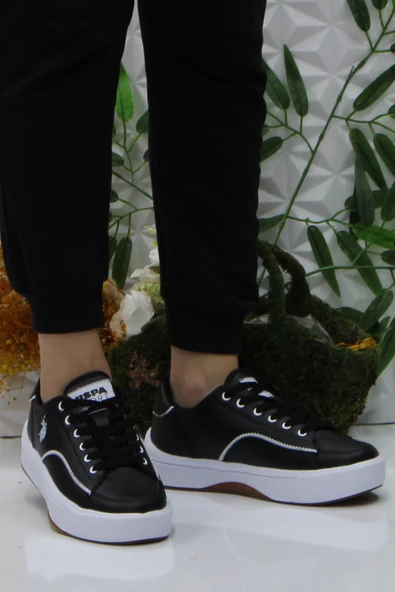 U.S. Polo Assn. Gınger Siyah Beyaz Orijinal Ürün Rahat Sneaker Kadın Ayakkabı - Resim 2